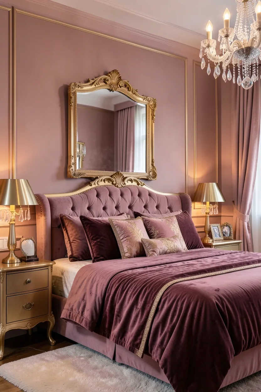 Pink and Gold Luxe Bedroom Design