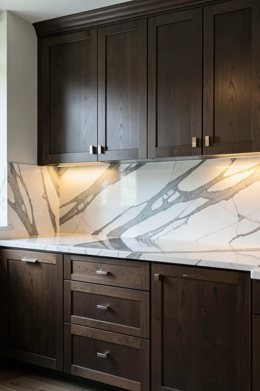 Dark Wood Kitchen with Natural Stone Elements