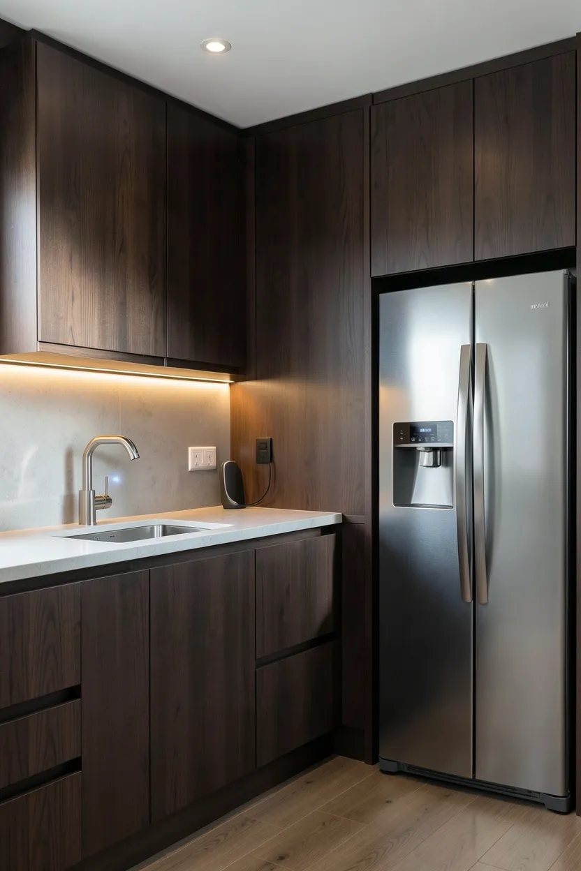 Modern Dark Wood Kitchen with Smart Features