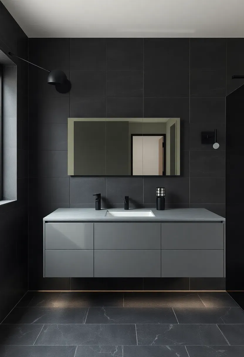 Stone and Navy Classic Masculine Bathroom