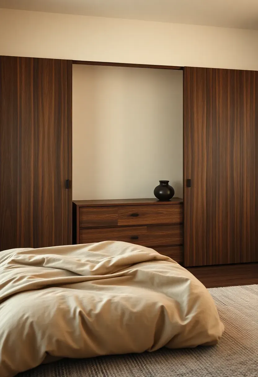 Minimal clutter dresser wall with sliding doors