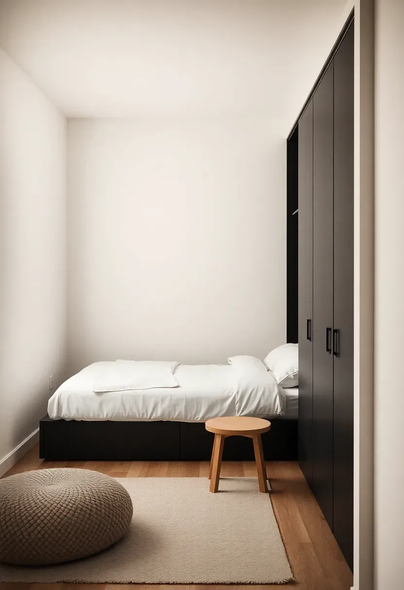 Matte black built-in wardrobe to hide clutter