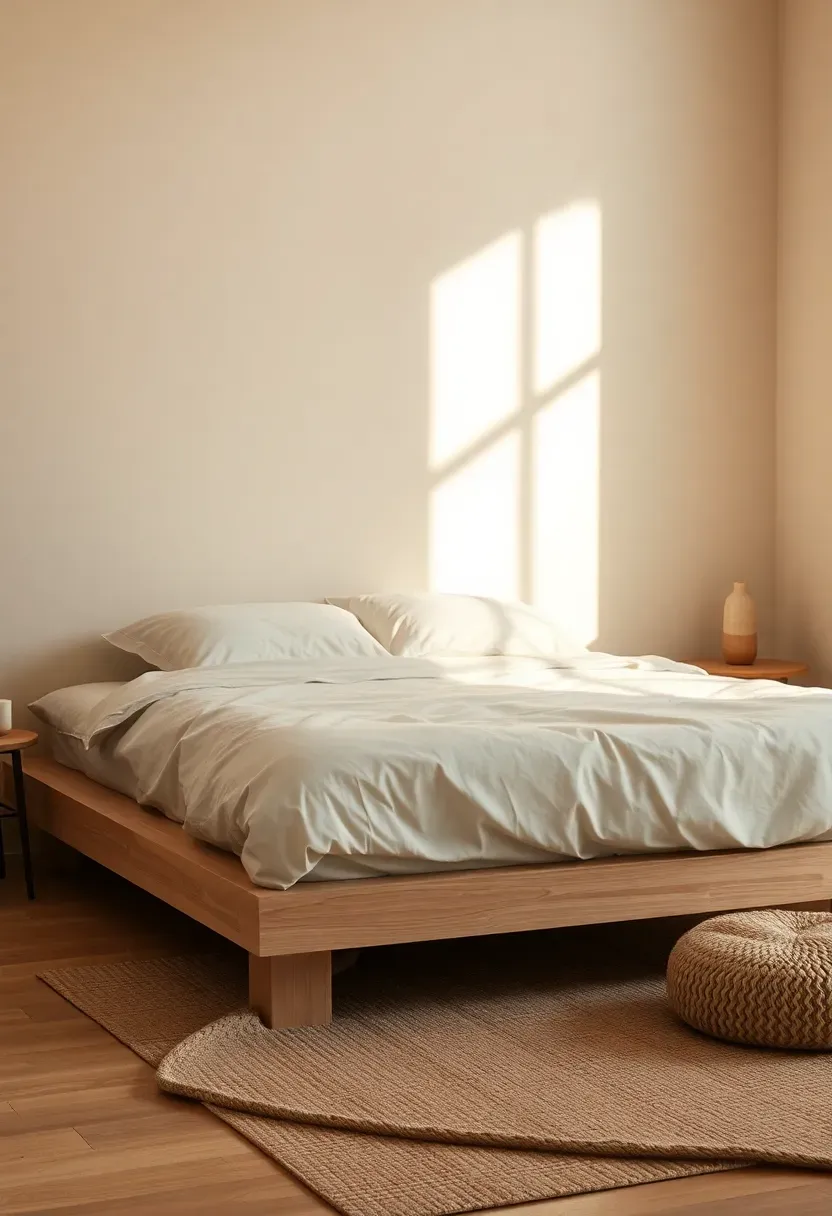 Low platform bed with linen layers