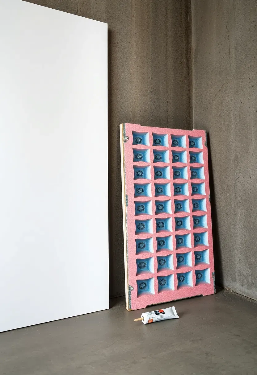 Insulated wall panel system being installed against a basement foundation wall with a white finished surface facing outward