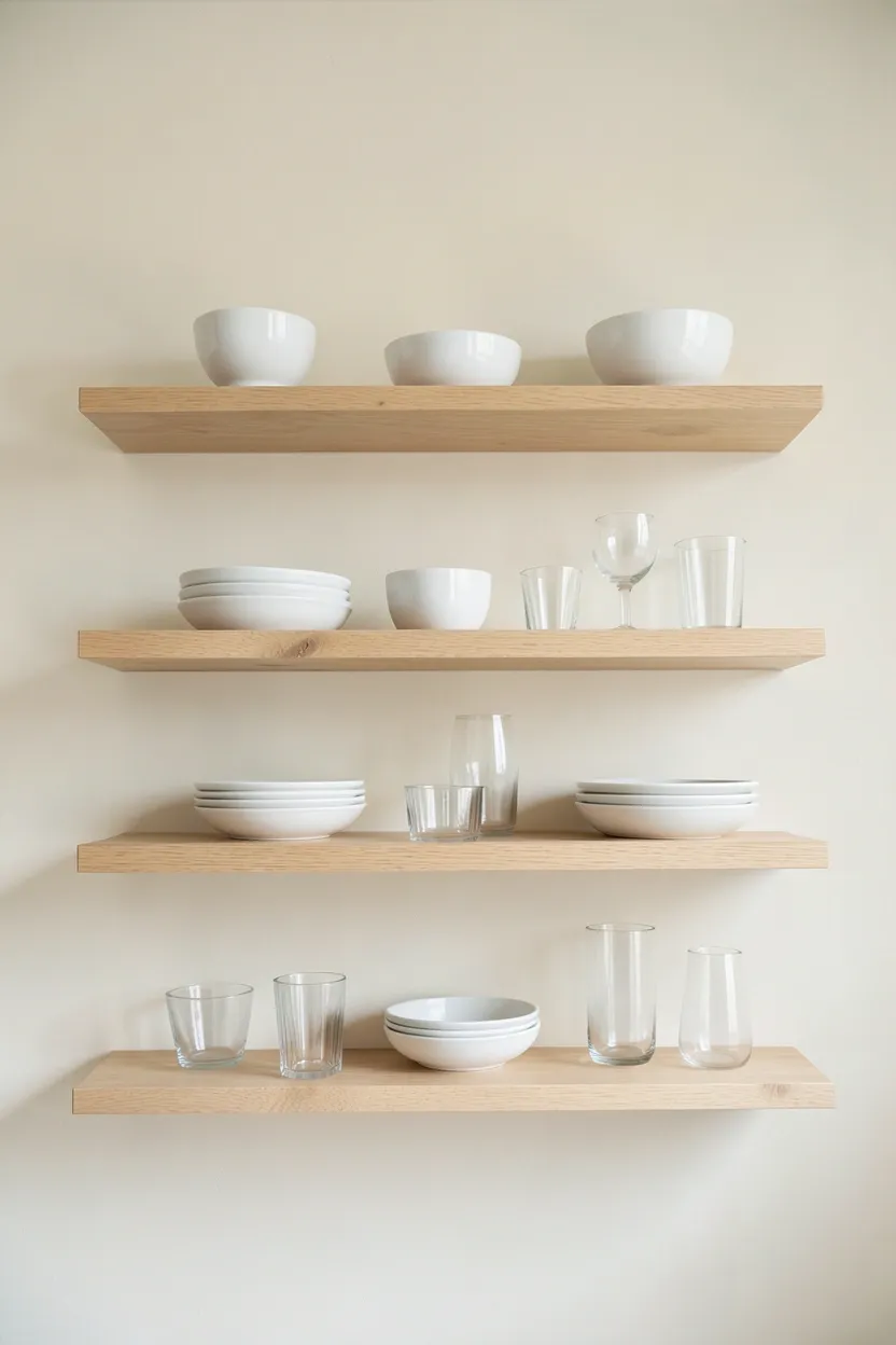 Japandi kitchen with large-format matte cream porcelain tile floor and minimal grout lines