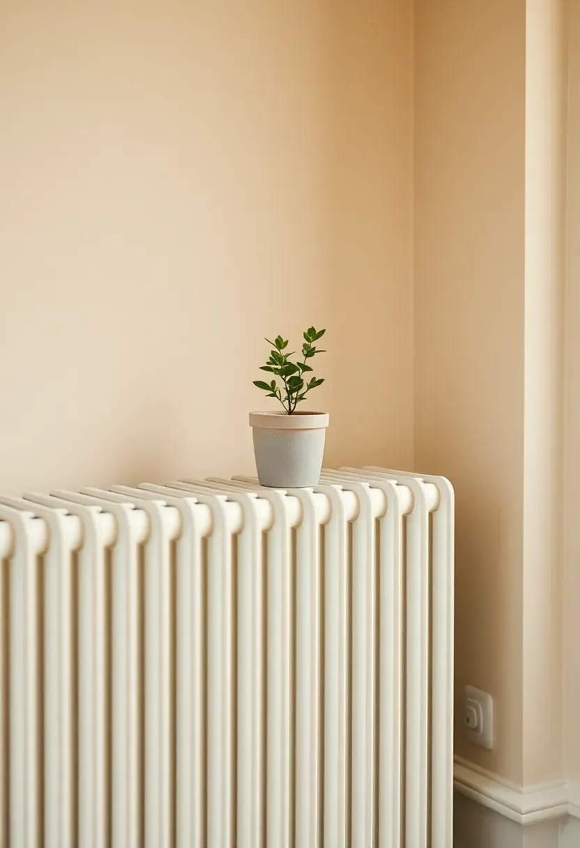 Slatted radiator cover in warm white