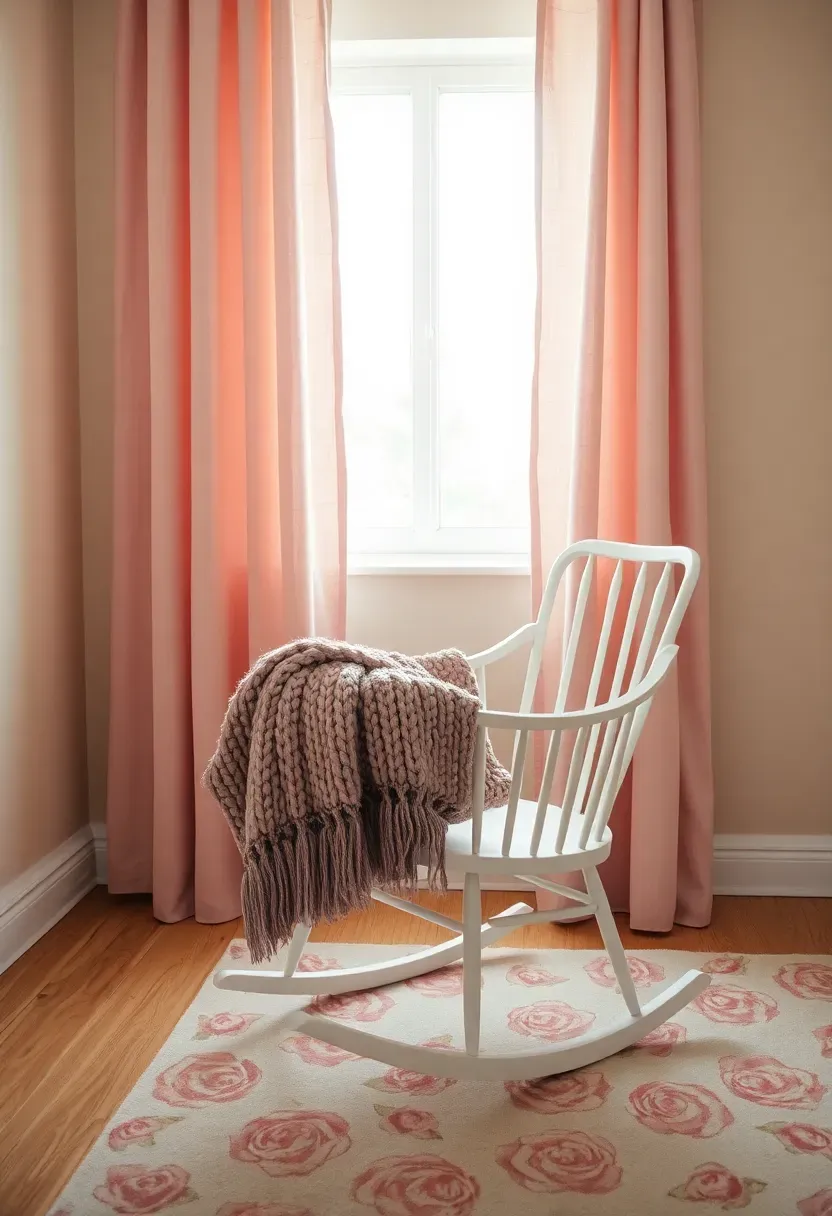 pastel rose and cream nursery with blush walls ivory furniture and dried rose arrangements