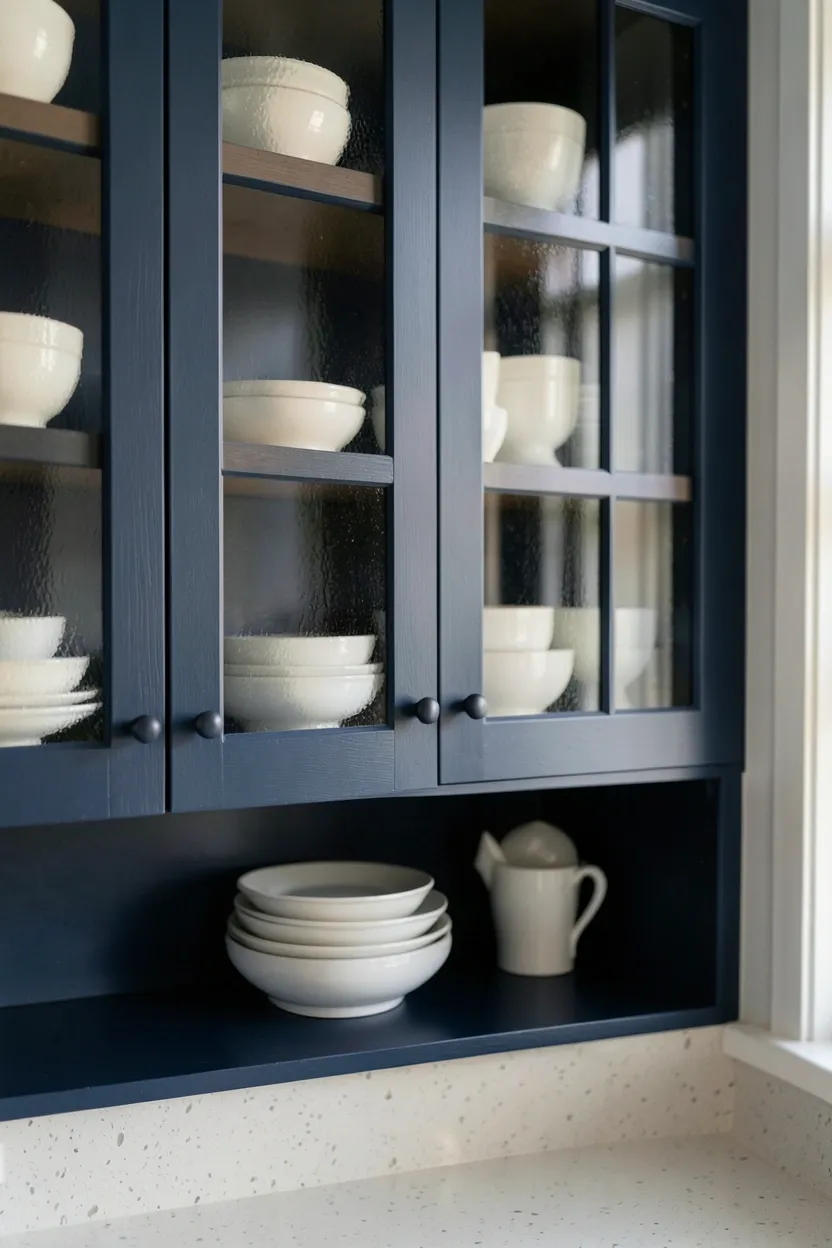 Glass-front upper cabinets