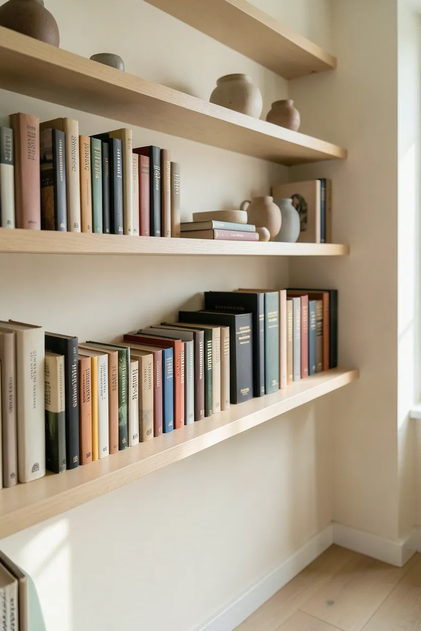 Small rental apartment with designated activity zones — a cozy reading nook and work corner separated by a rug