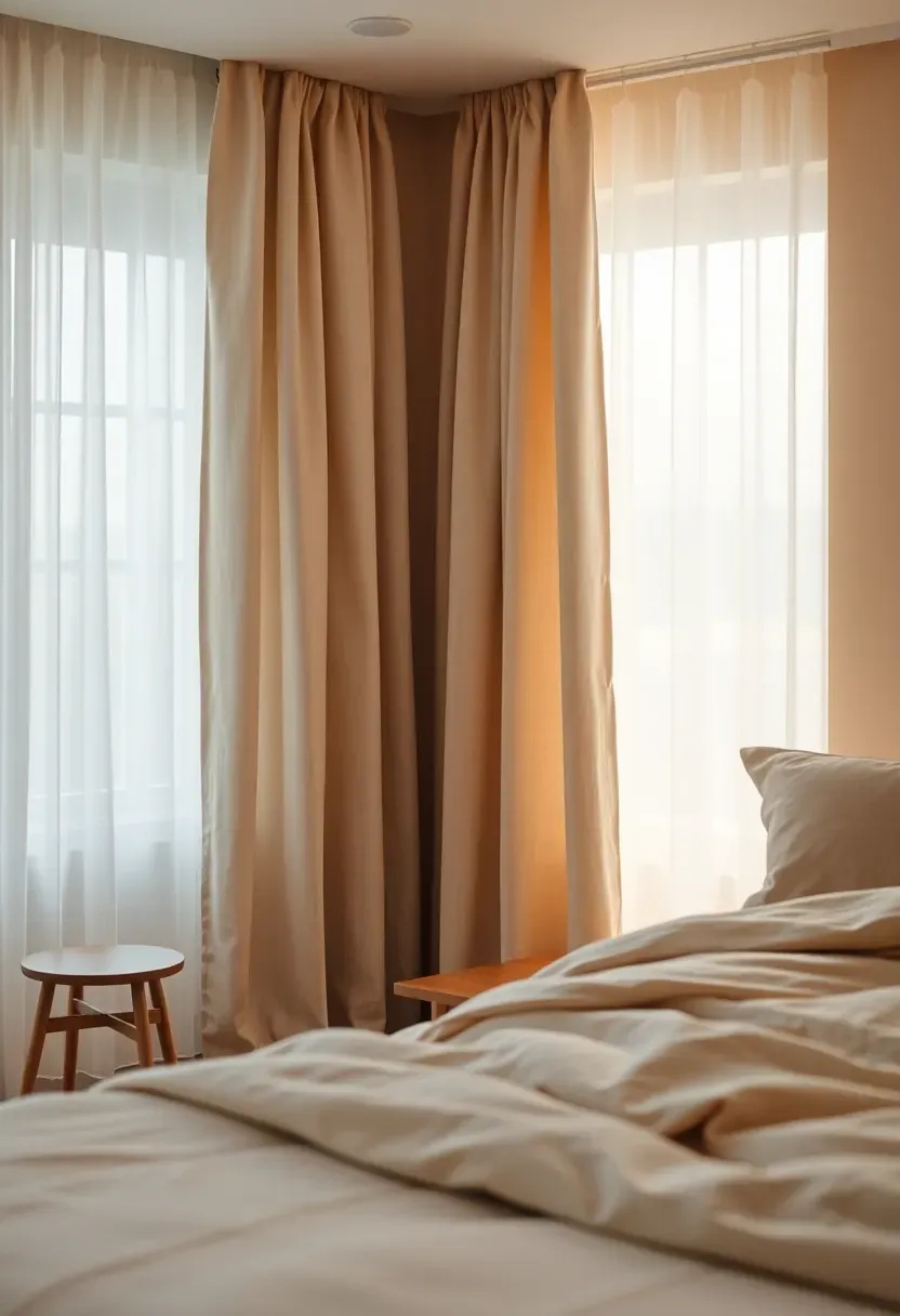 Tone-on-tone linen curtains