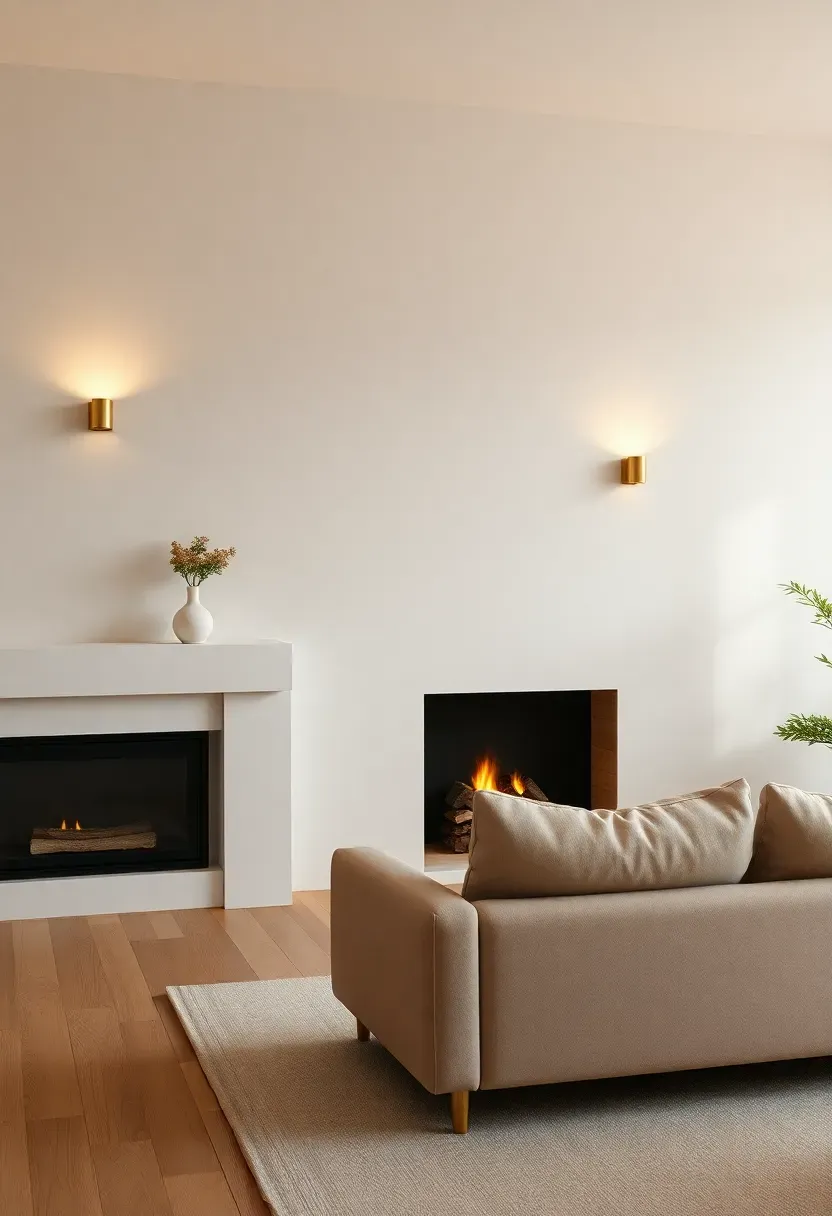 Fireplace Glow With Subtle Wall Sconces