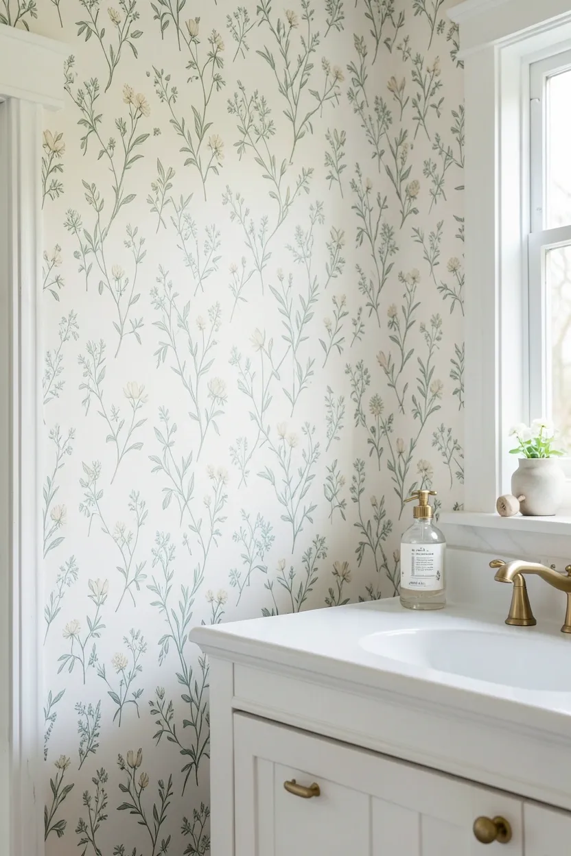 Soft Patterned Wallpaper in Botanical Prints