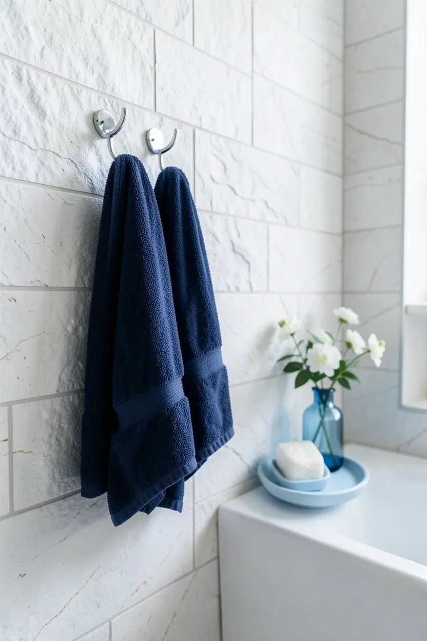 White Stone Walls with Blue Accents