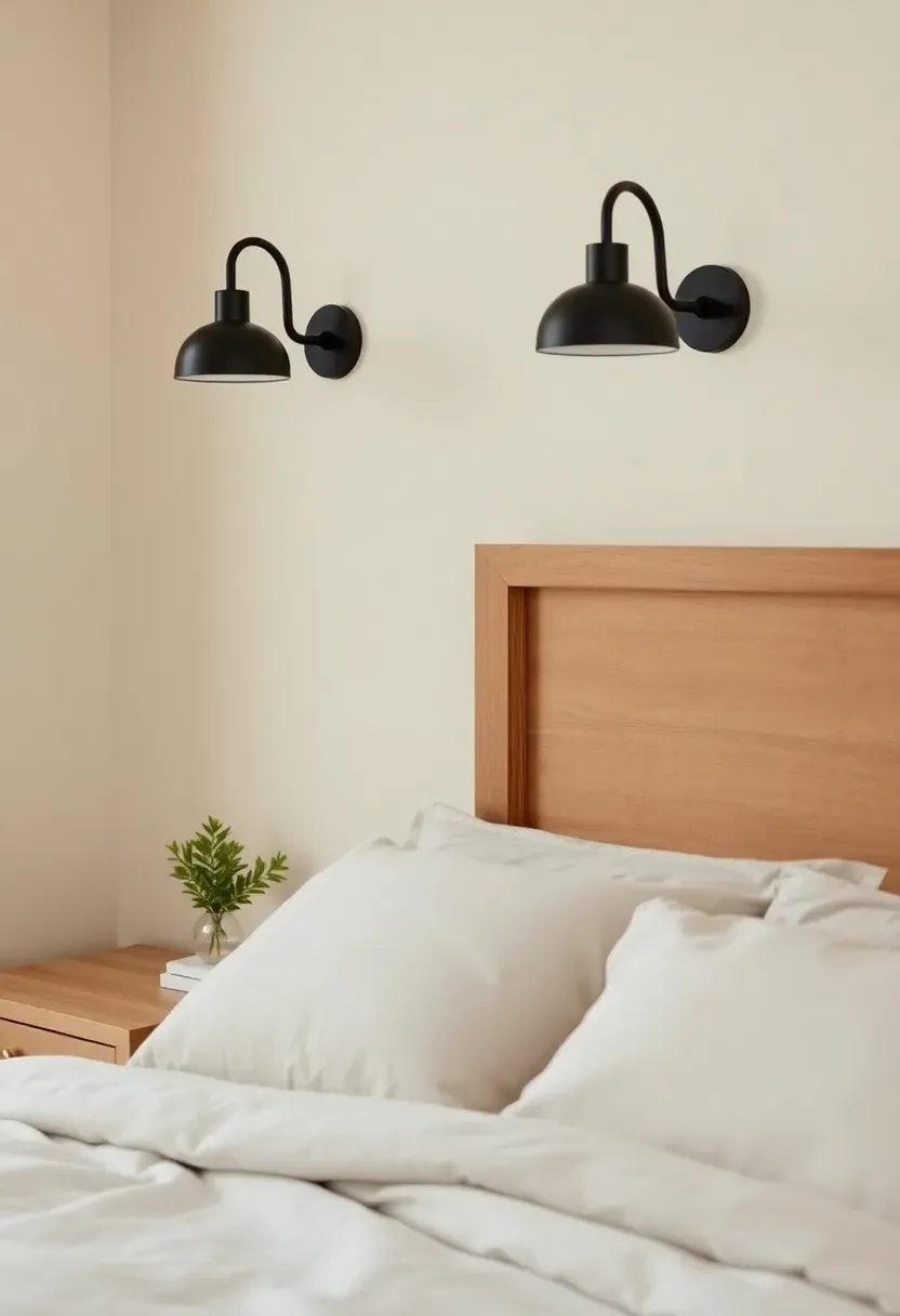 Matte black sconces with soft glow