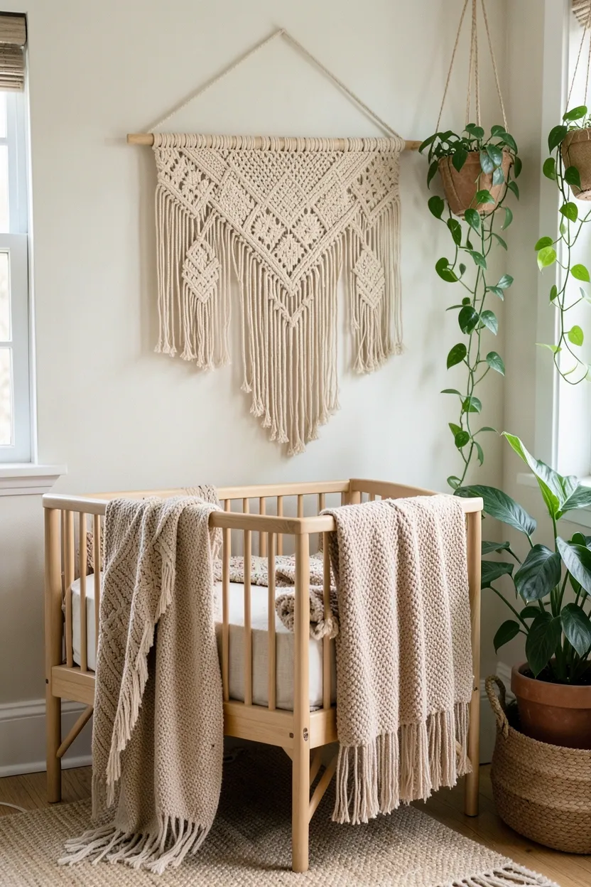 Corner bassinet with built-in bottom drawer storage for blankets and diapers in a small master bedroom nursery corner