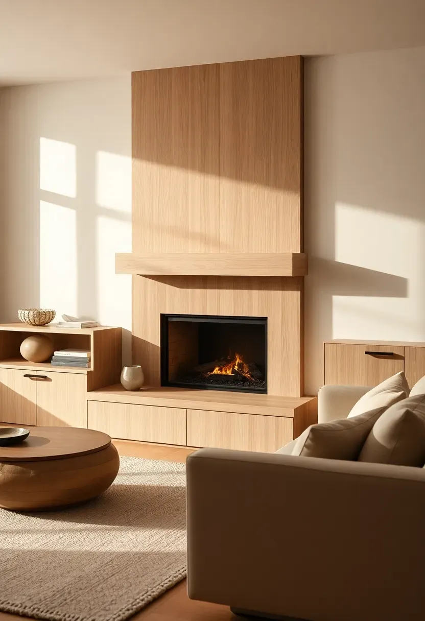 Floating mantel with low cabinet run