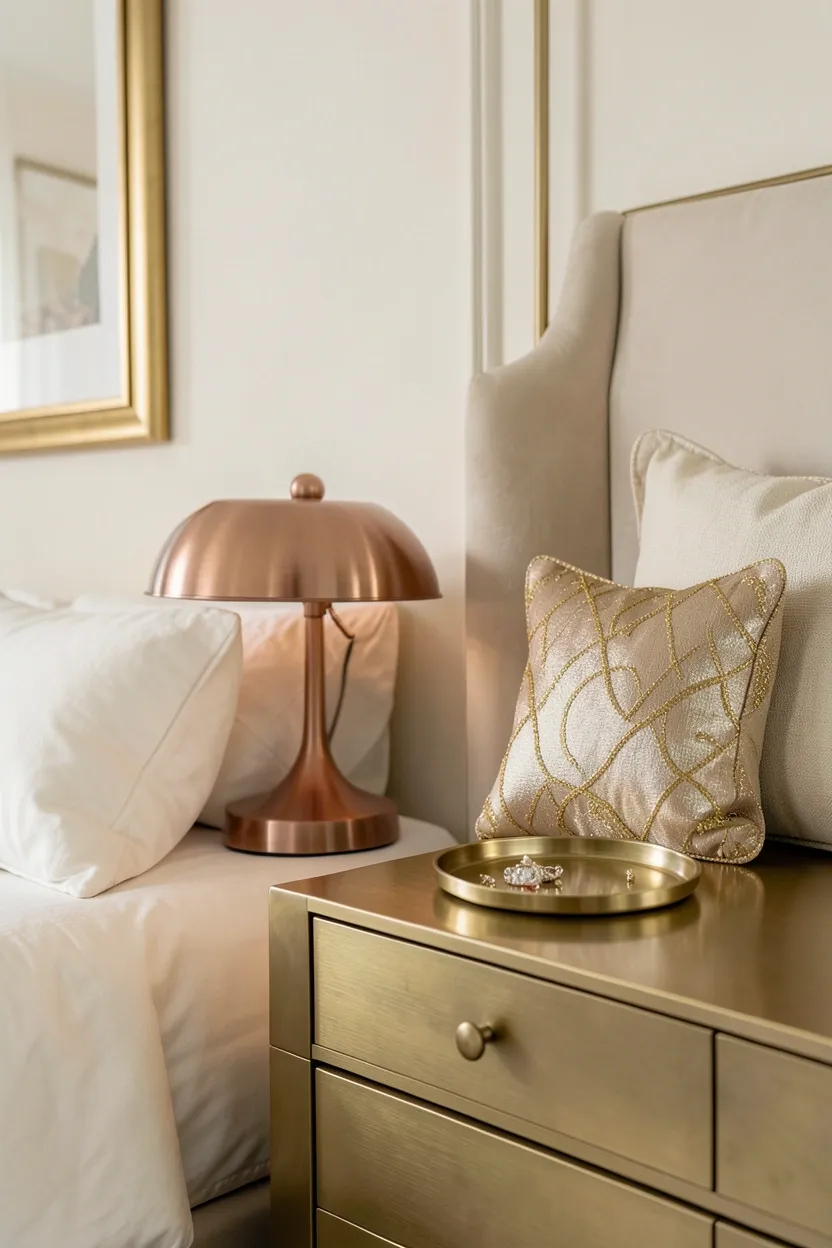 Warm Metallic Accents in Gold or Copper