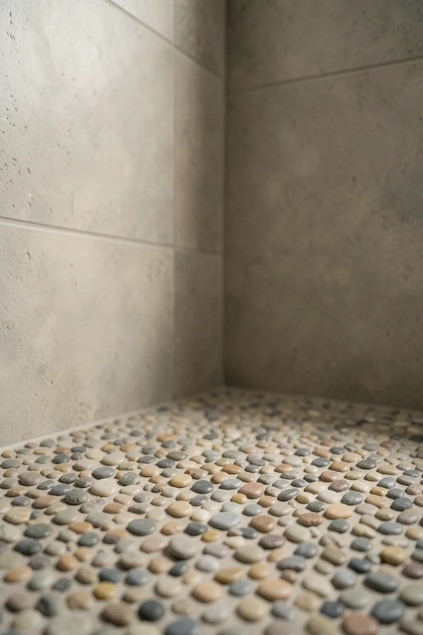 Soft warm white walls with beadboard wainscoting at one-third height in a calm contemporary bathroom
