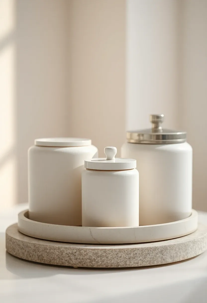 Matte white storage canisters