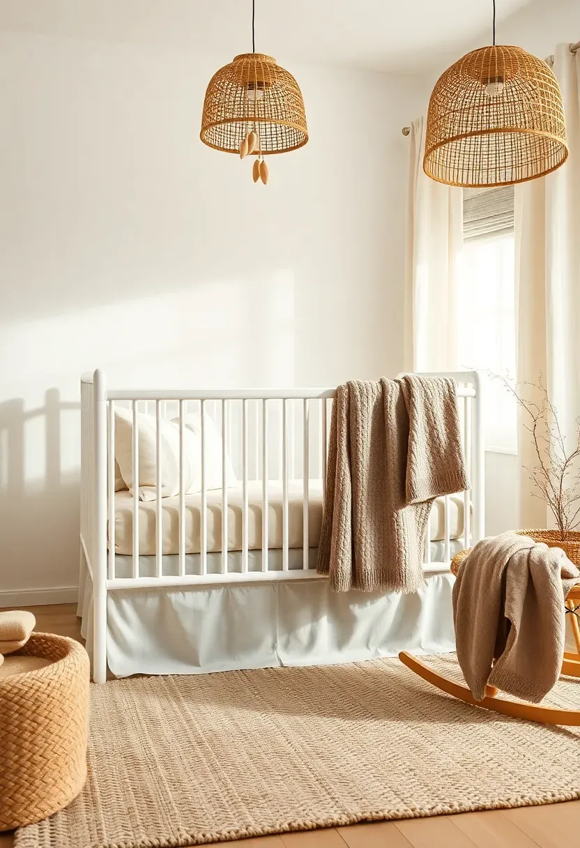 linen and natural texture nursery for baby girl with neutral earthy palette