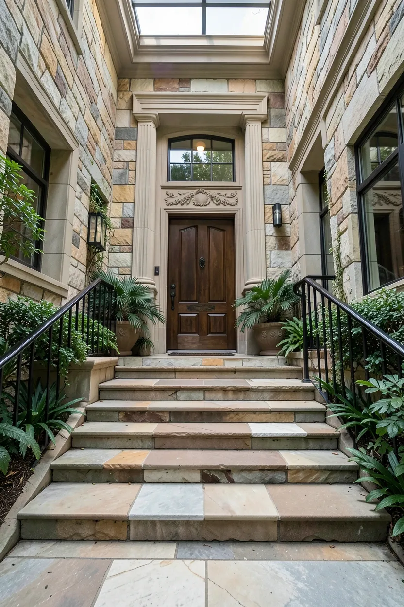 Natural Stone Steps to Patio