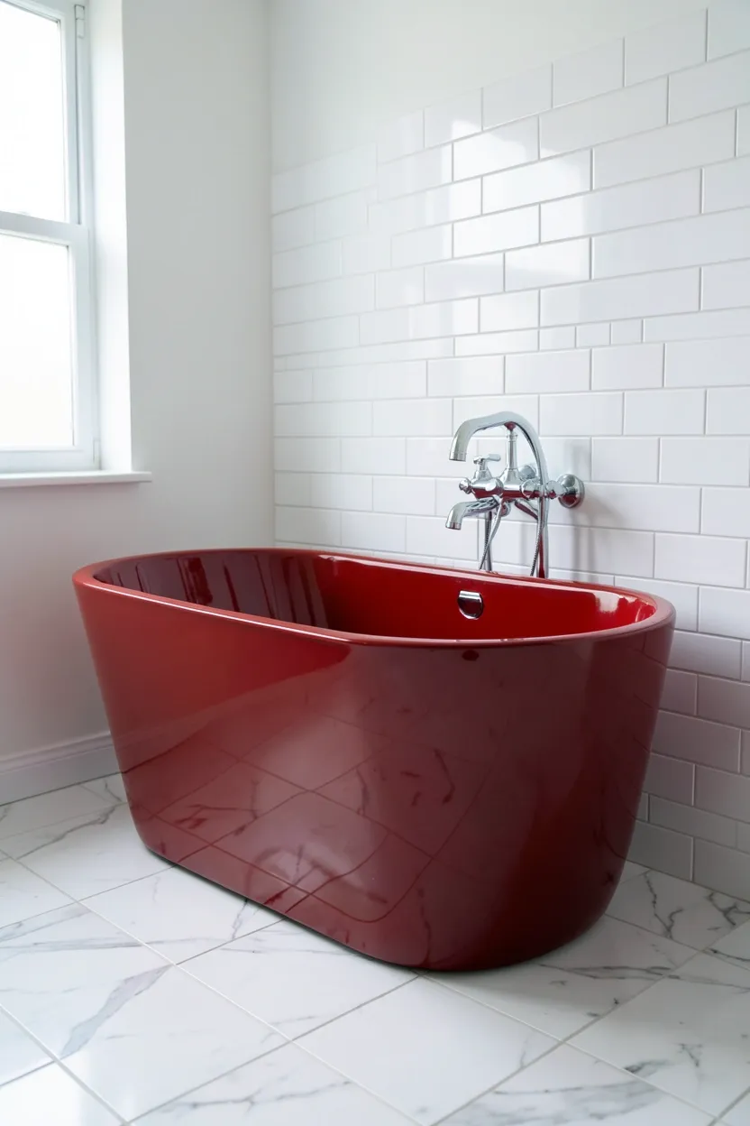 Scarlet Bathtub as Statement Piece