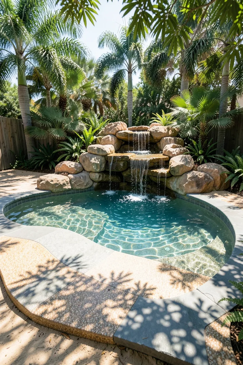 Natural Lagoon Pool with Rock Waterfall