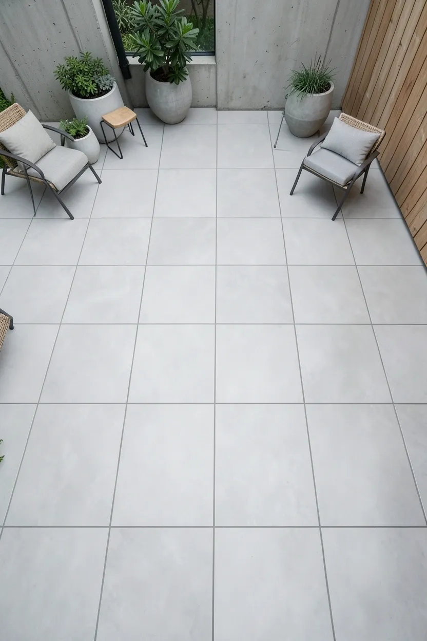 Large Format Tile Patio with Minimal Grout Lines