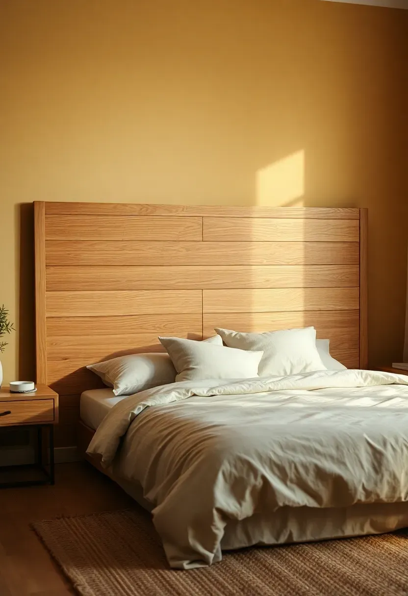 Slatted wood headboard panel