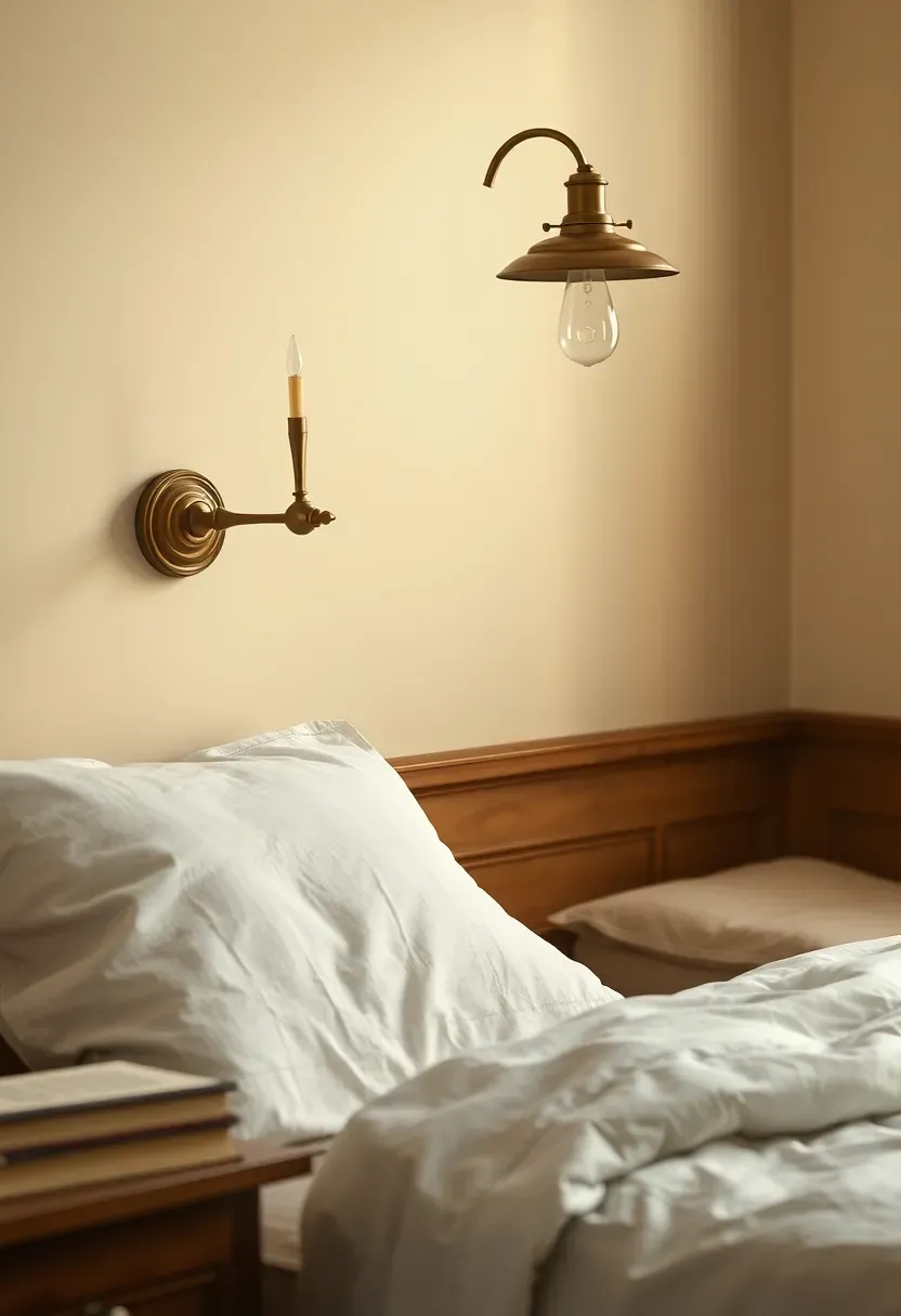 Antique brass swing-arm sconces