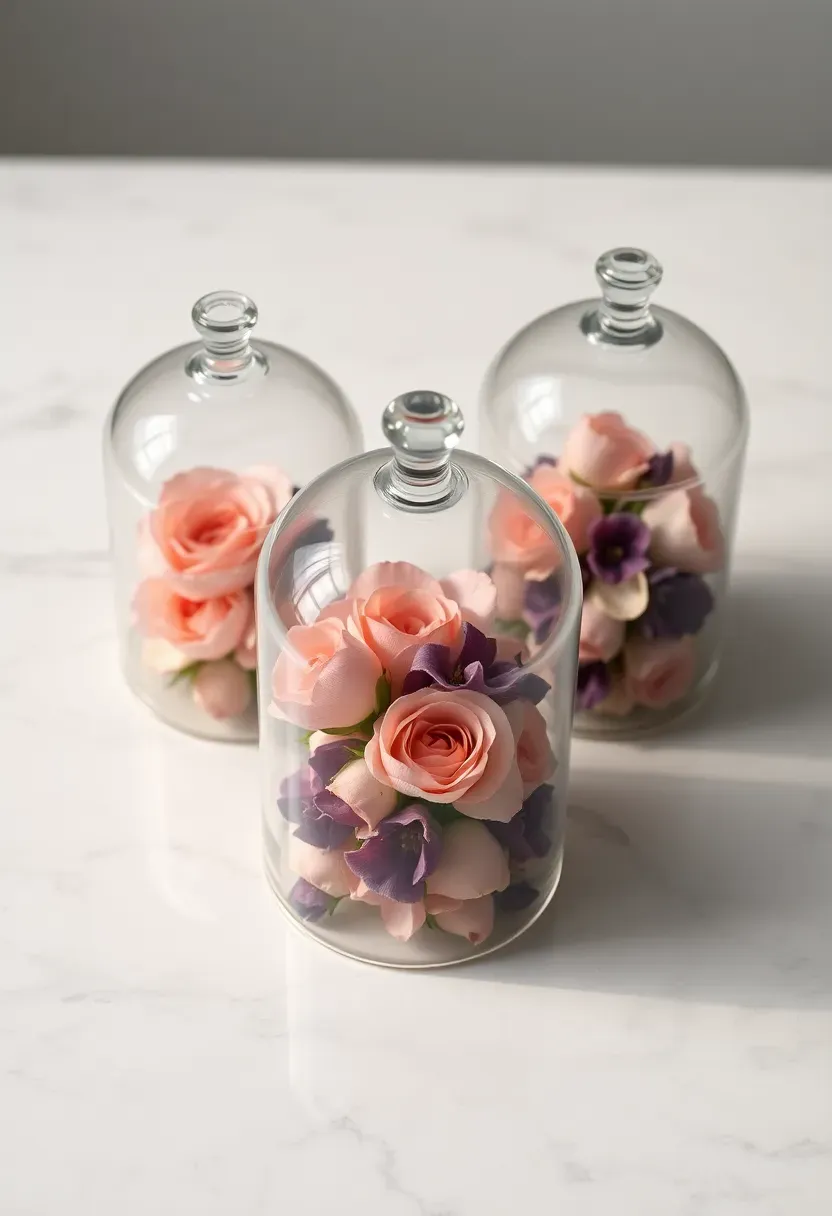 terrarium style enclosed floral display bloom bar with glass dome