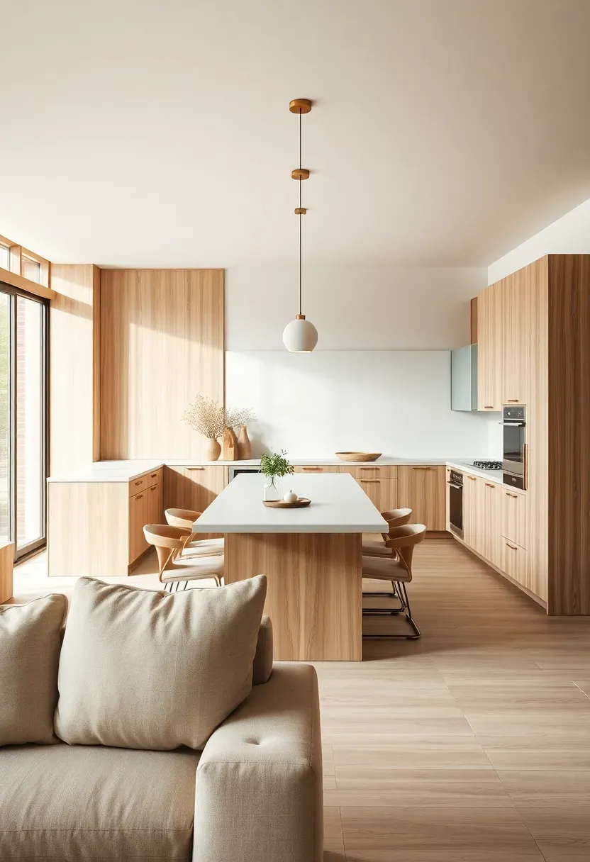 Angled island for smoother traffic in open kitchens
