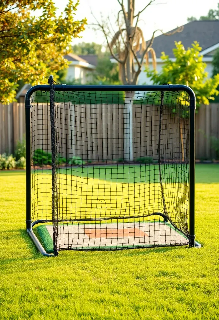 L-screen and short backstop net combo for backyard batting practice