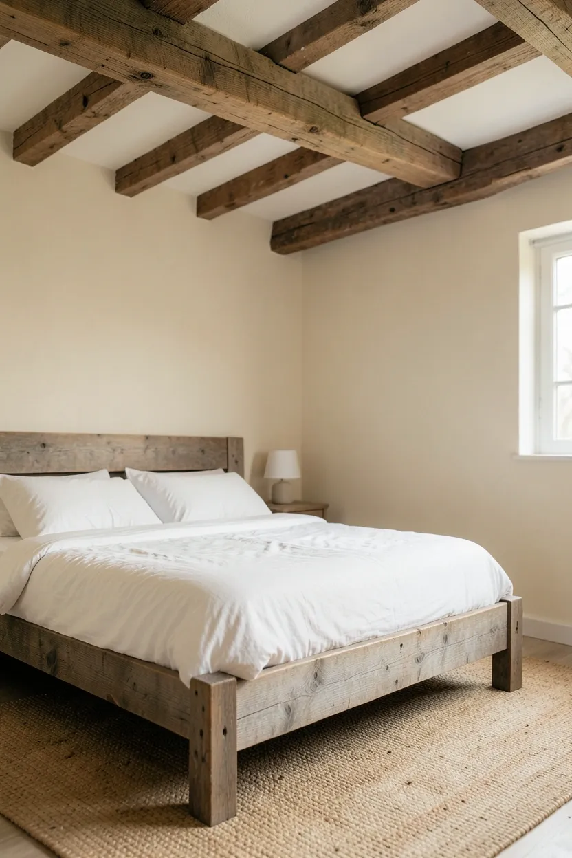 Minimalist Rustic Bedroom with Neutral Palette