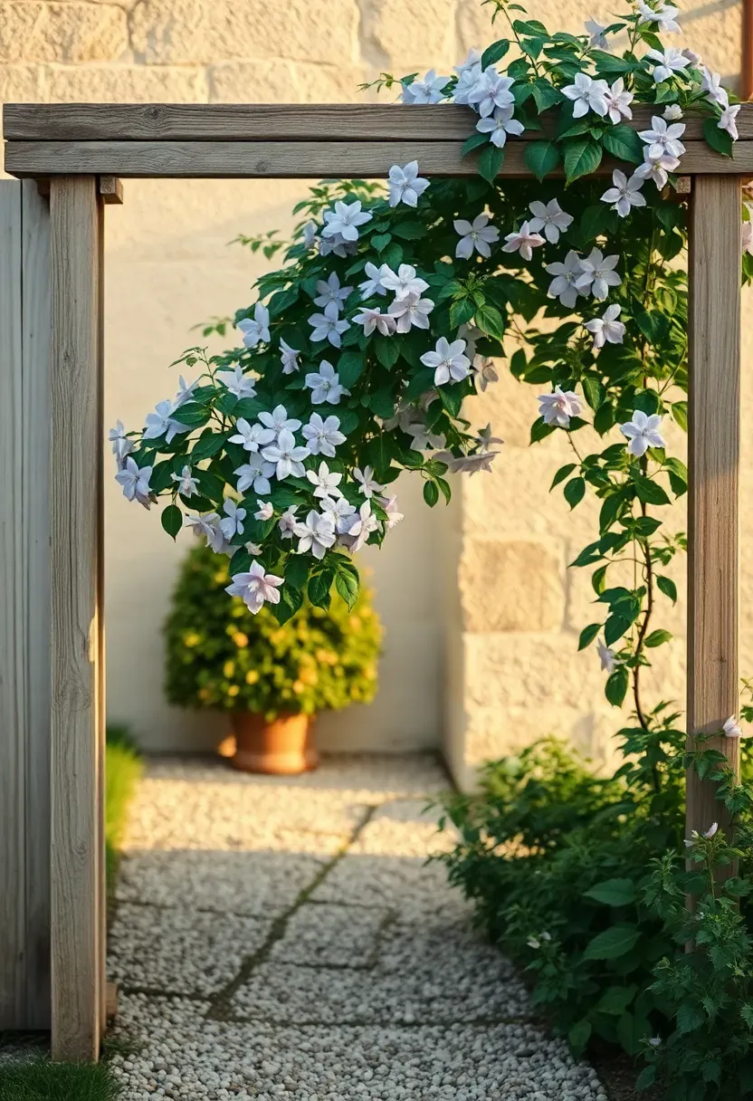 Old-world trellis for climbing clematis