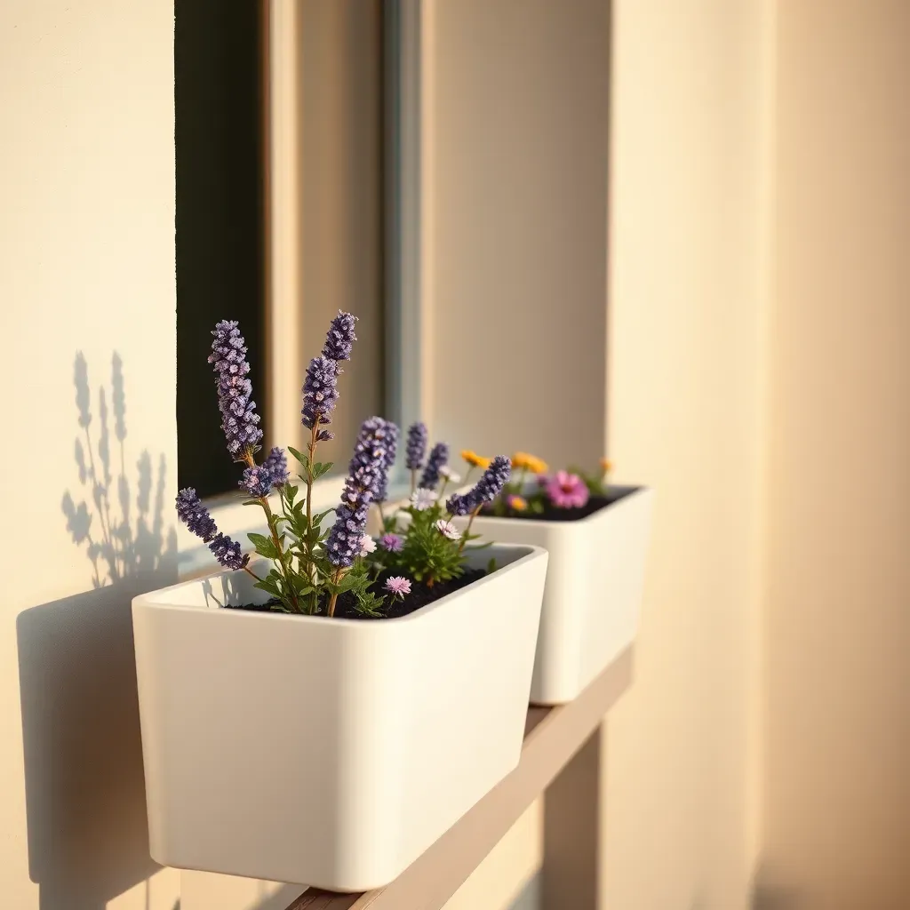 Pollinator strip in self-watering boxes