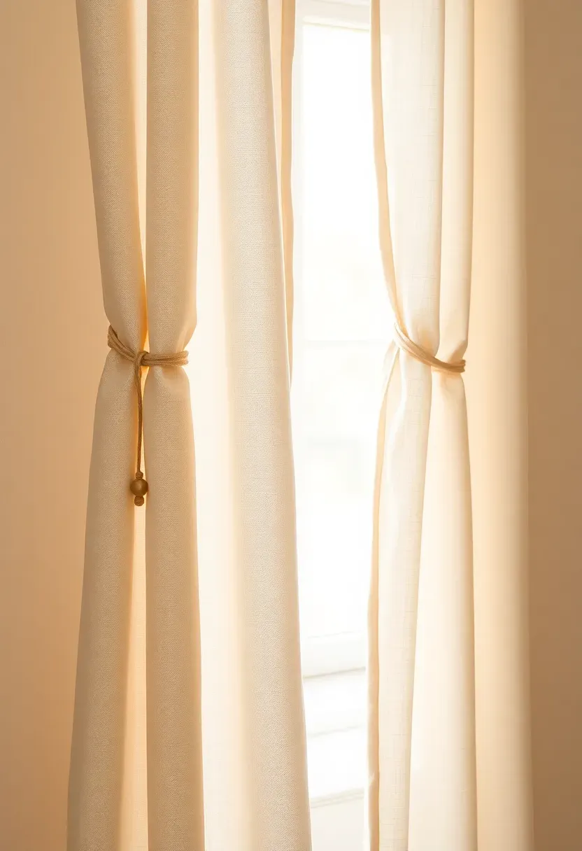 Linen curtains with gentle tiebacks