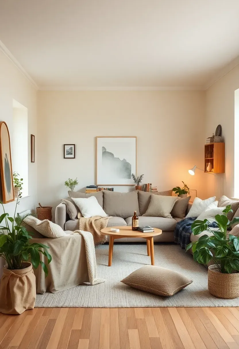 Hyper-realistic view debunking Scandinavian minimalism misconceptions. Room showing warmth and personal touches: warm cream walls instead of stark white, personal objects and books visible, cozy textiles creating comfort, mix of investment and affordable pieces. Space feels lived-in and welcoming, not sterile. Light oak floor, warm ambient lighting, plants adding life. Misconception-busting mood showing authentic Scandinavian home that's warm, personal, and accessible rather than cold or elitist.</p>