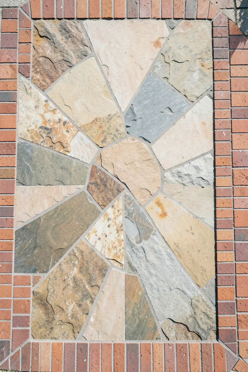 Flagstone and Brick Border Patio