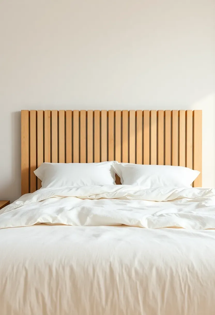 Platform bed with vertical oak slat headboard