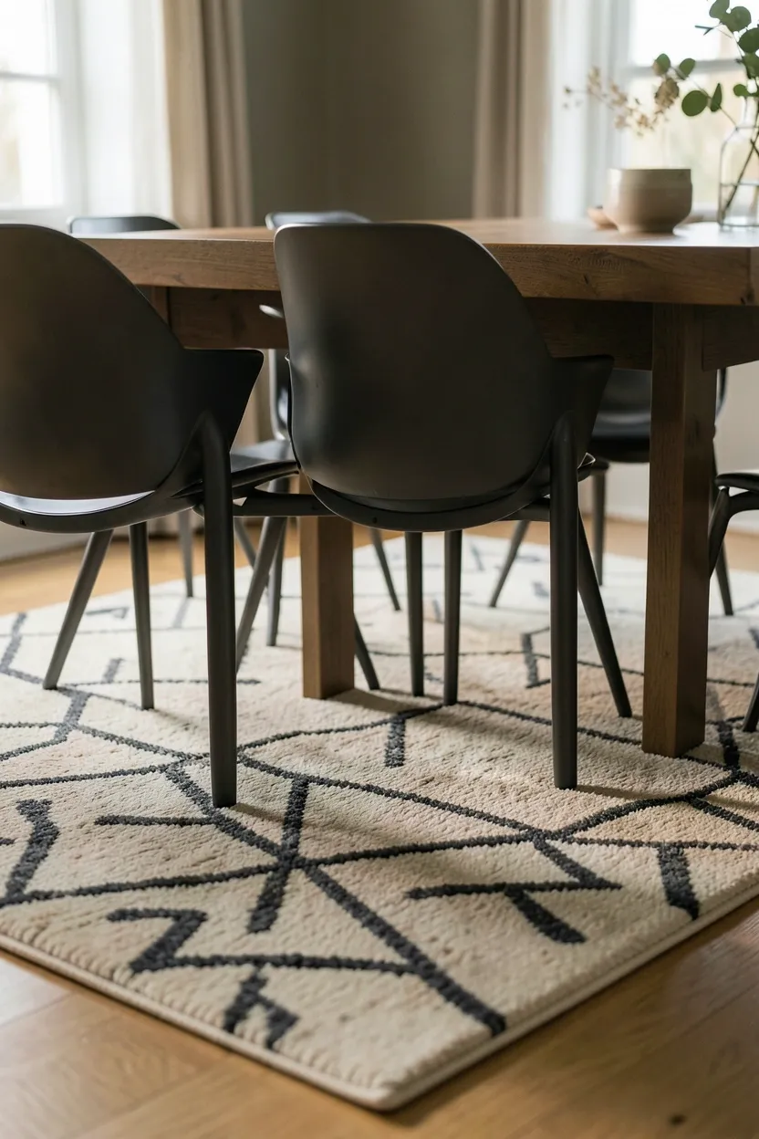 Black iron pipe shelving with light oak wood shelves displaying curated ceramics and books