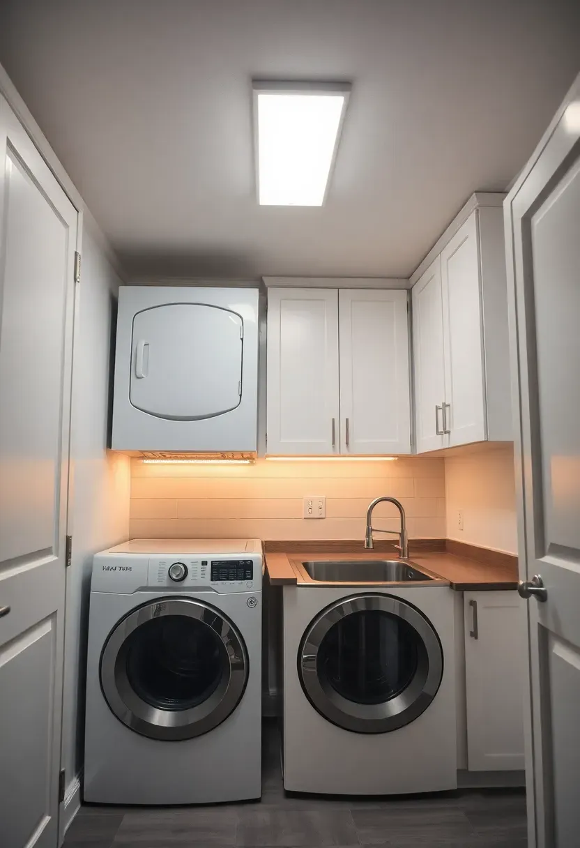 Eclectic dining room with a gallery wall of artworks lit by individual cable-hung picture lights at each frame, all converging above a long communal dining table lit by an industrial bronze pendant cluster with visible warm Edison bulbs