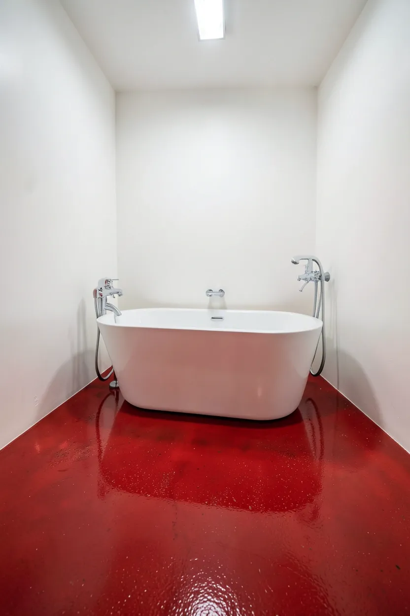 Red Concrete Floor with Polished Finish