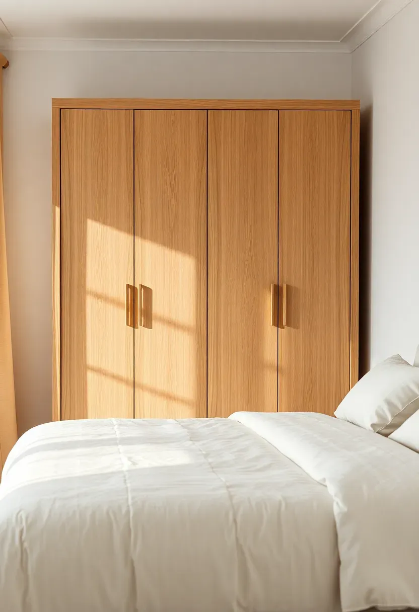 Oak veneer wardrobe with bench footboard