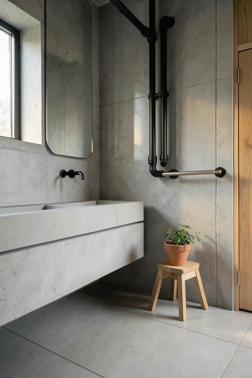Cream hexagonal patterned floor tiles in a neutral bathroom, subtle geometric texture on a budget