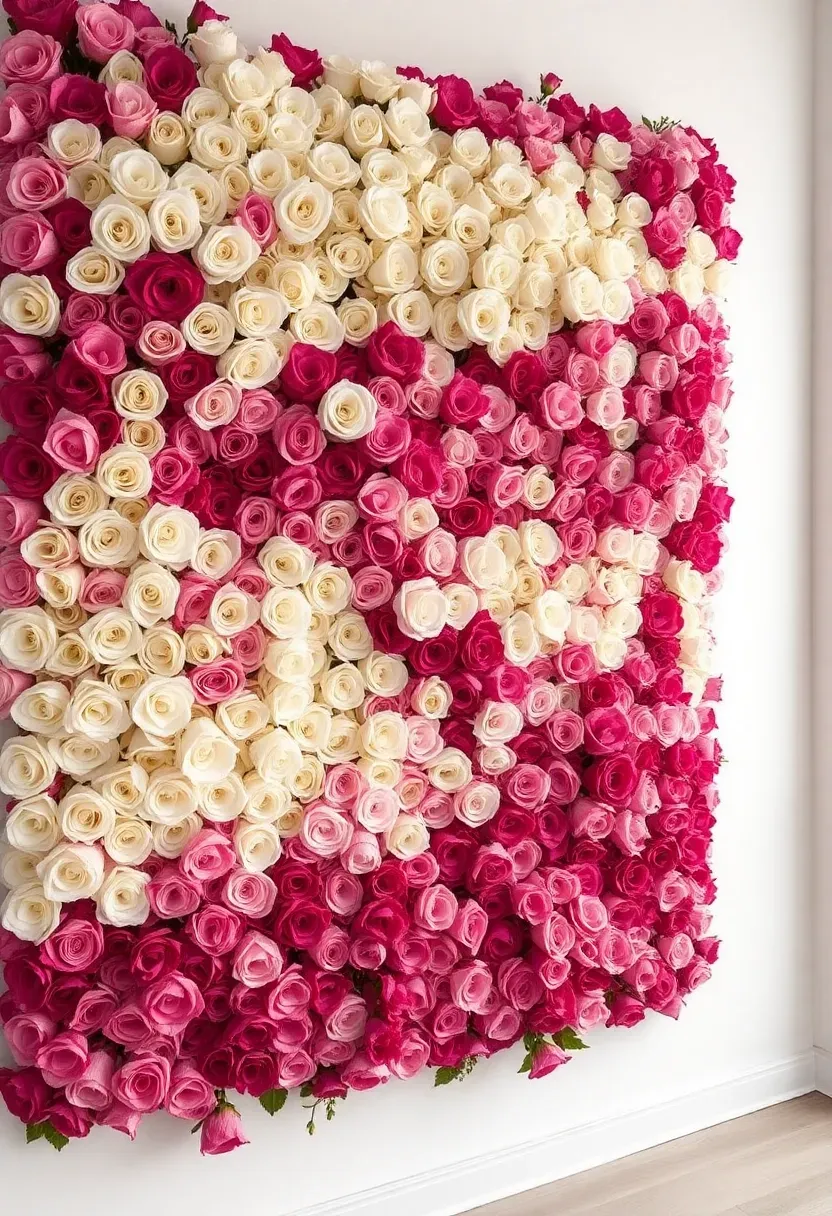ombre flower wall panel bloom bar from white to deep pink