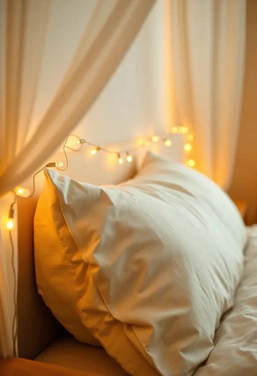 Warm string lights for a subtle halo