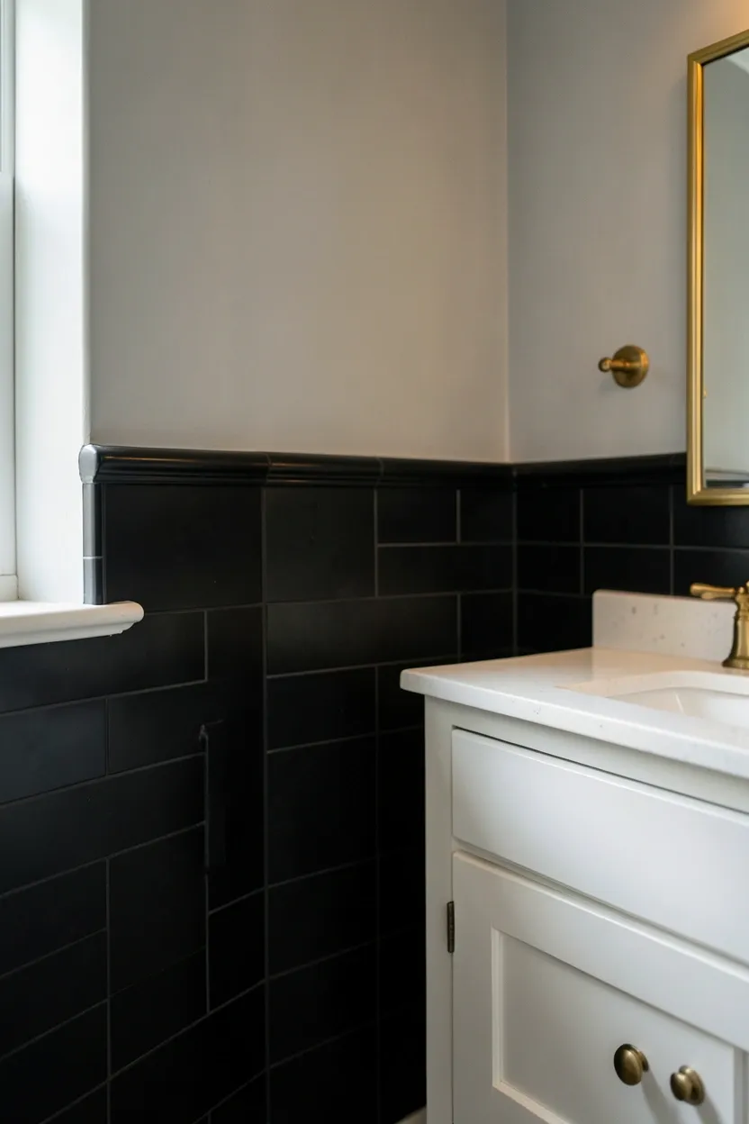 Black Tile Half Wall