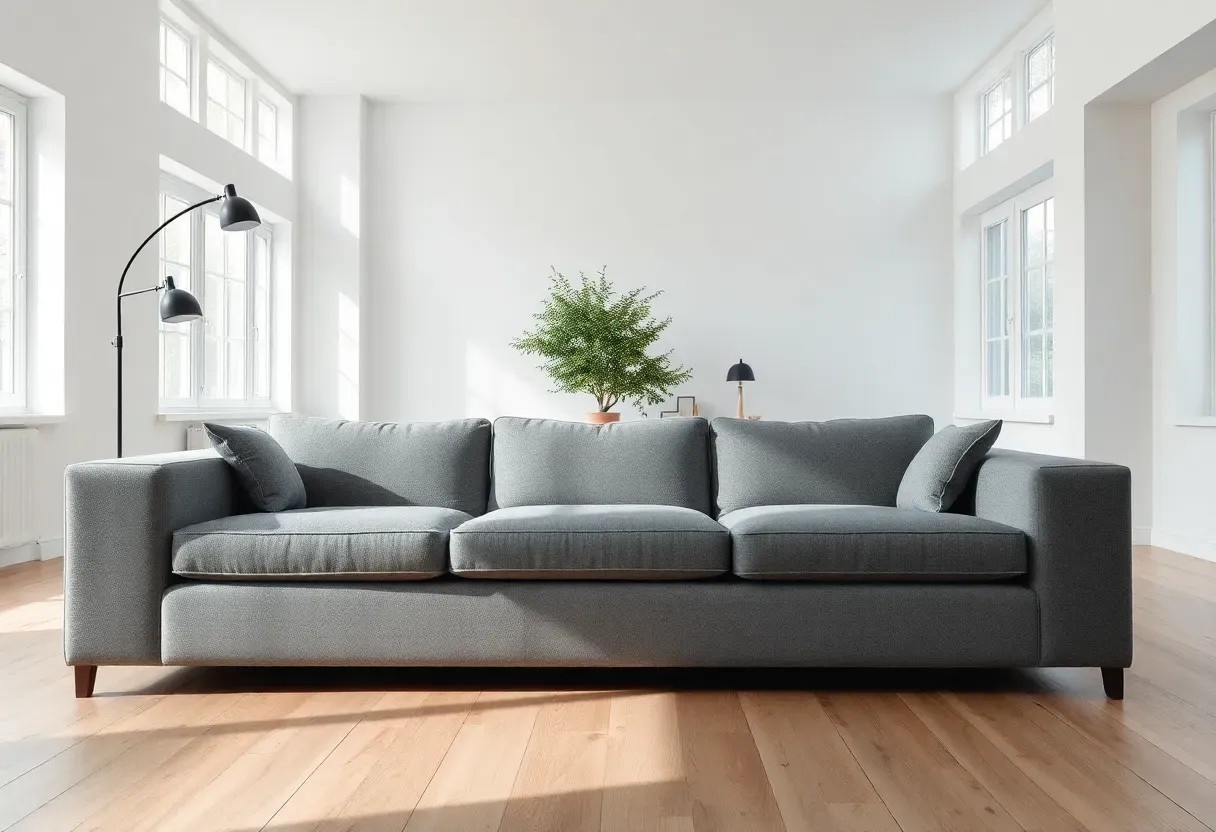 Minimalist Living Room with Gray Couch