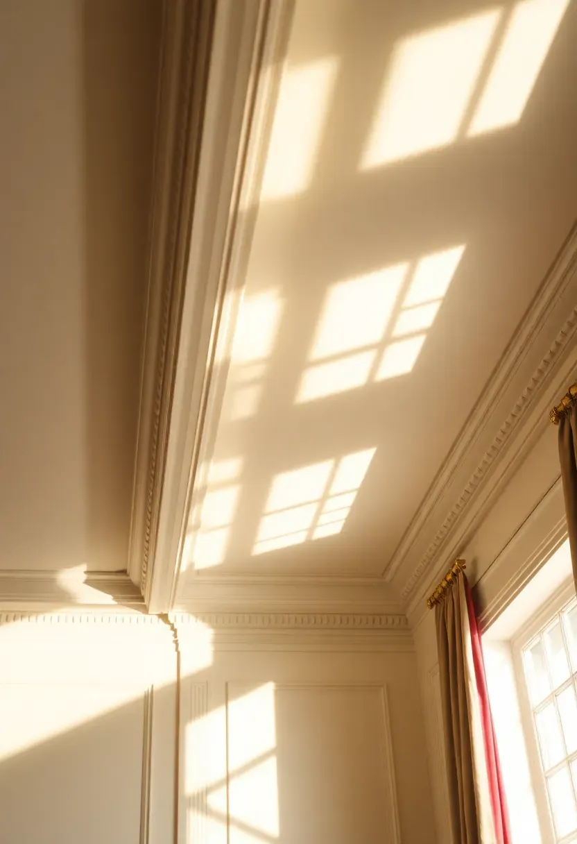 ornate white crown molding with dentil detail at the ceiling line of a colonial formal room